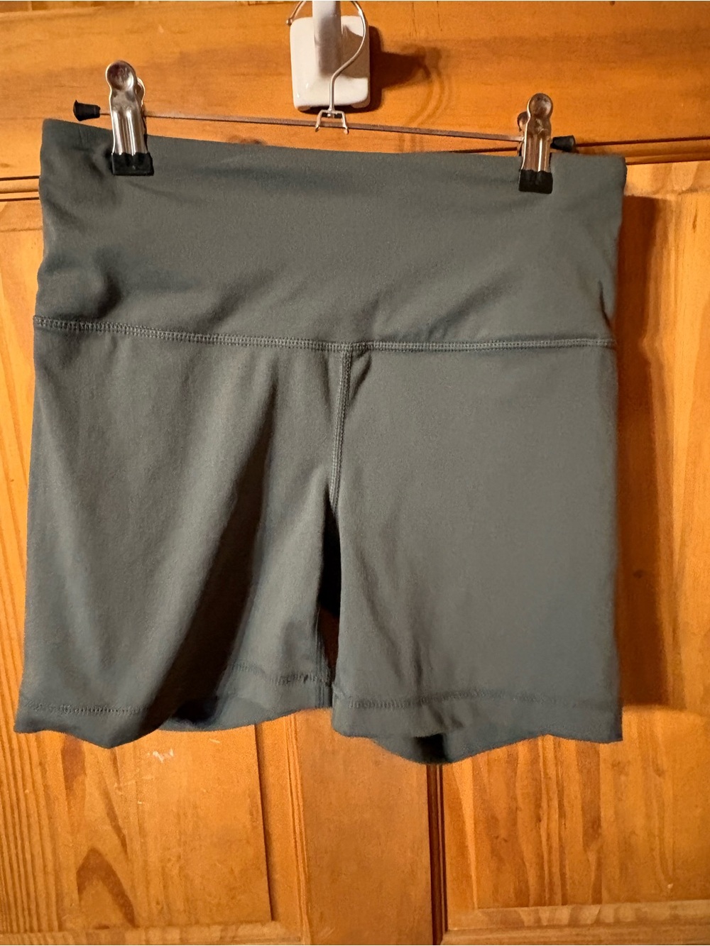 Yogalicious Slate Green High-Waist Athletic Shorts